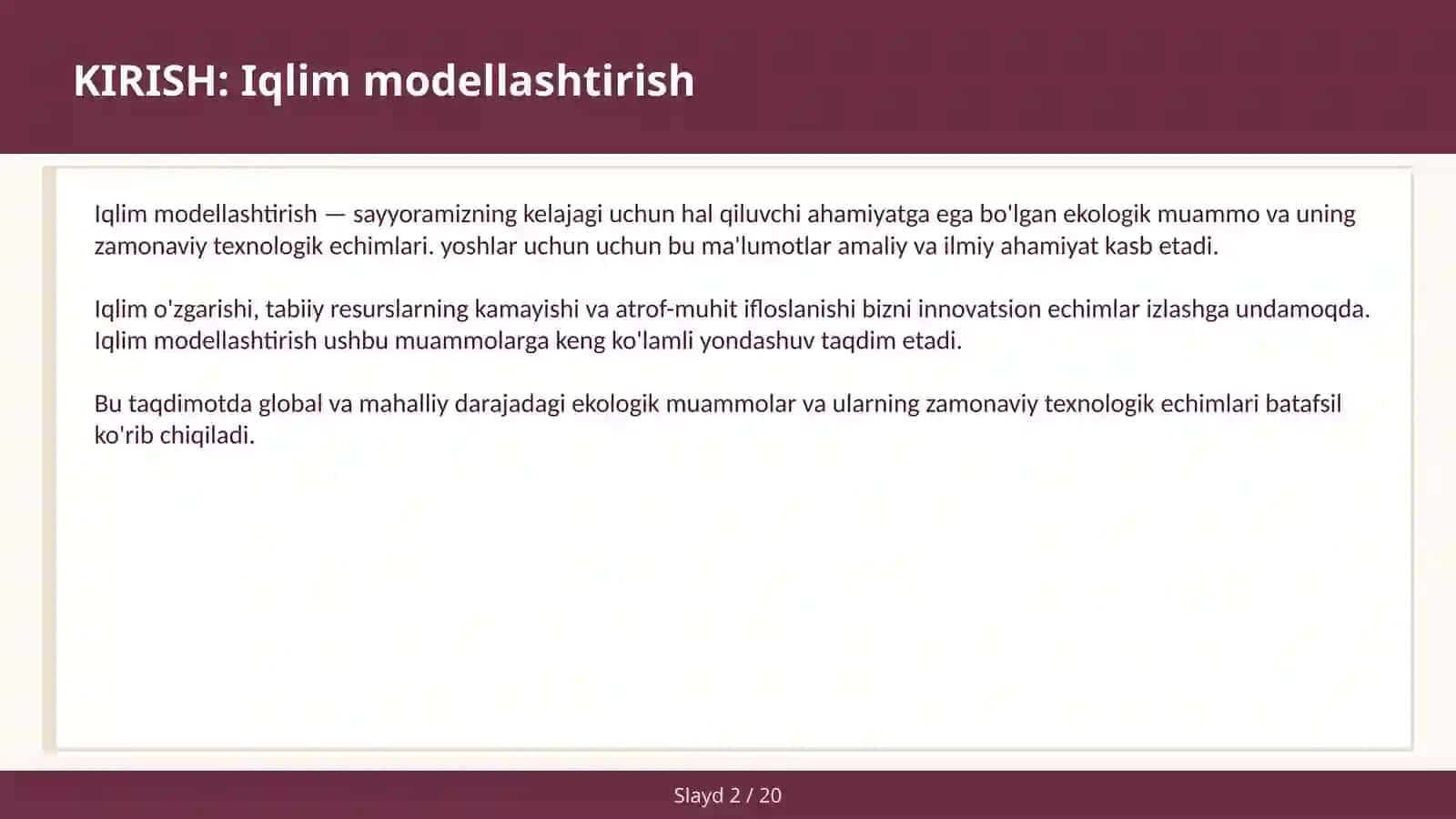 Iqlim modellashtirish 2