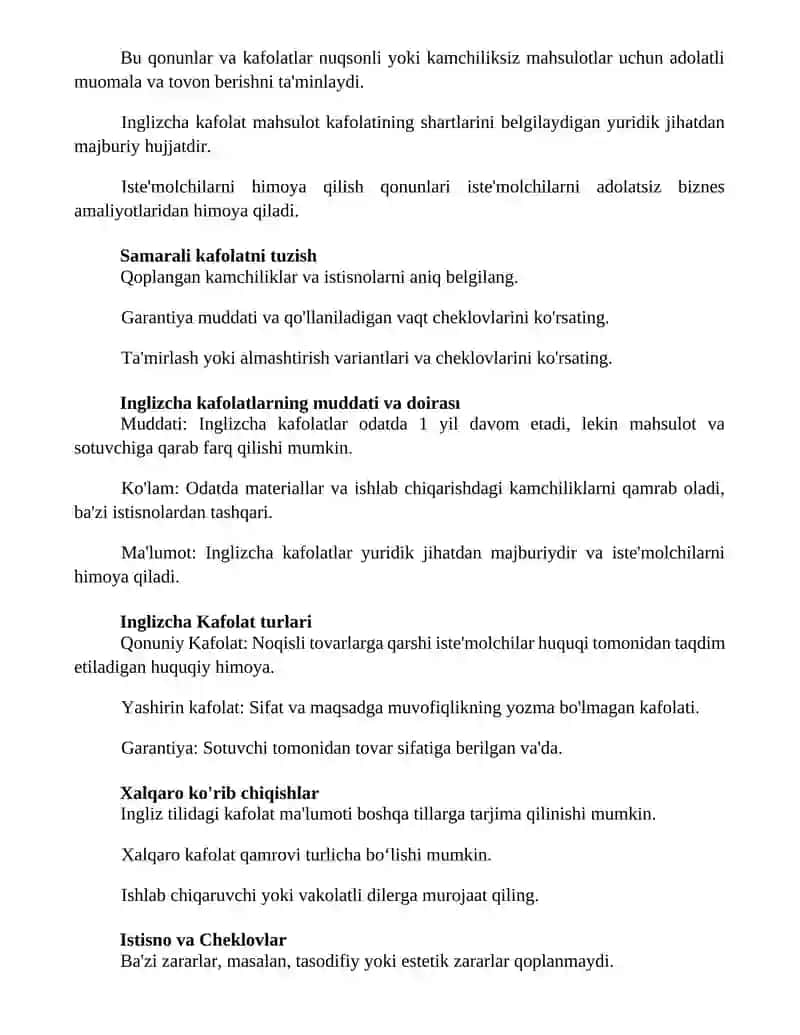 Inglizcha kafolat 2