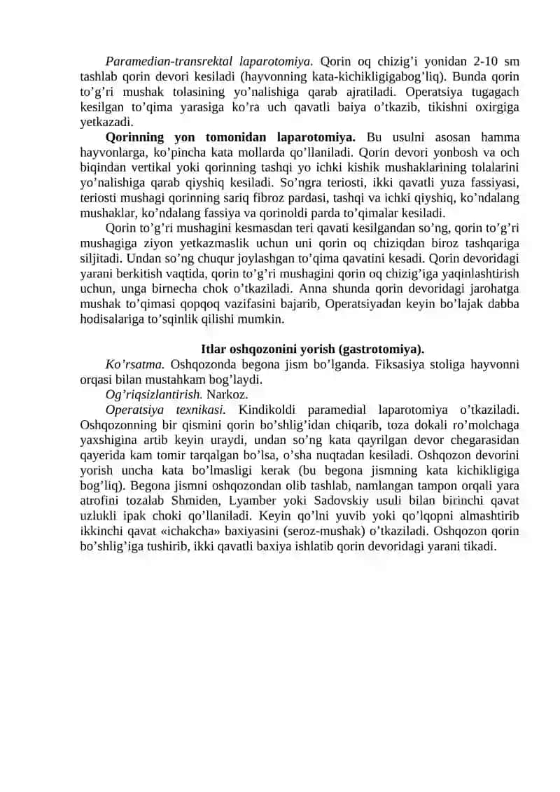 ITLARDA GASTROTOMIYA TEXNIKASI 2