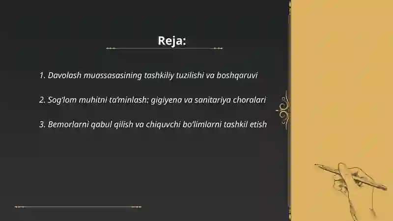 Davolash muassasalarining ishini tashkil etish 2