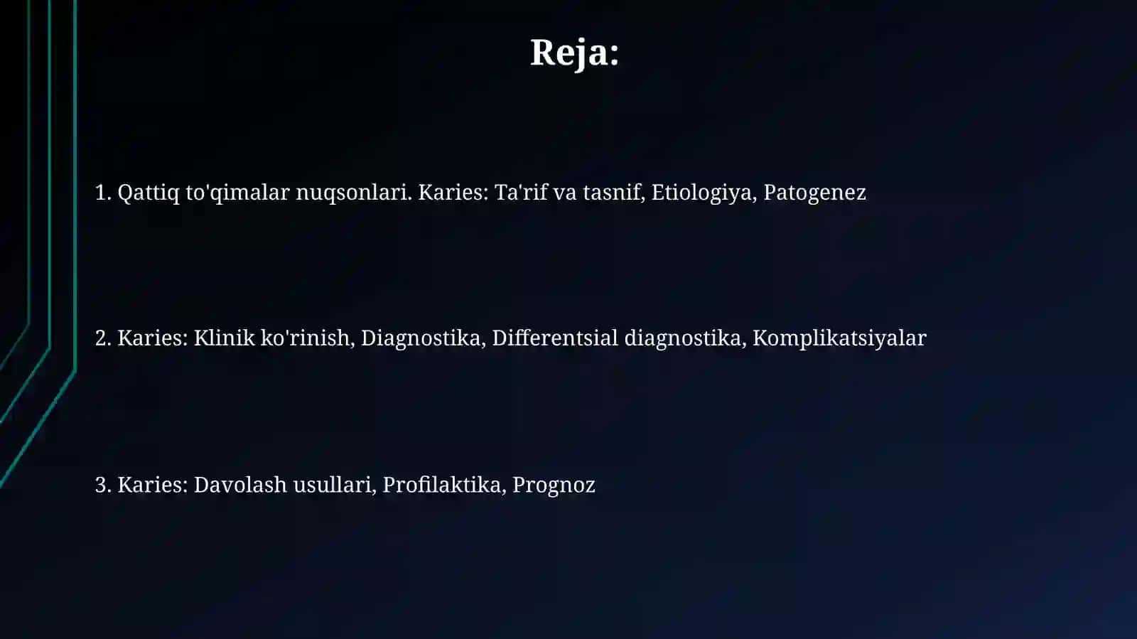 Tish qattiq to'qimalarining nuqsonlari.Karieskasaligi 2