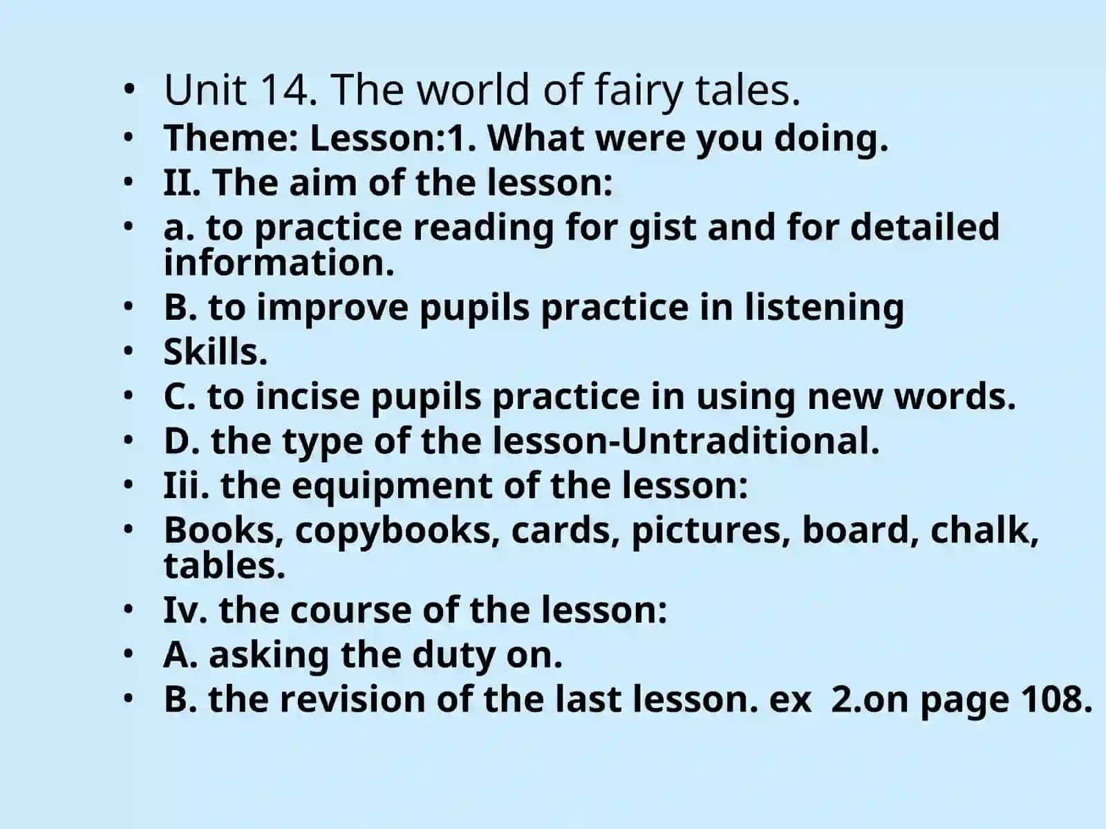 Unit 14. The world of fairy tales 2