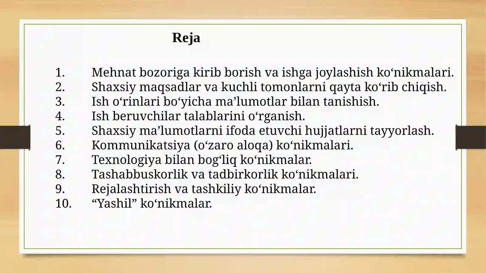 Ishgajoylashish ko‘nikmalari 2