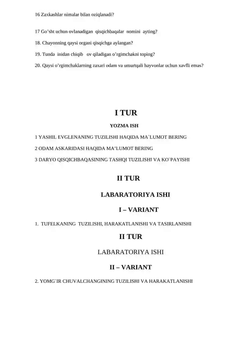 7-sinflar uchun test savollari 2