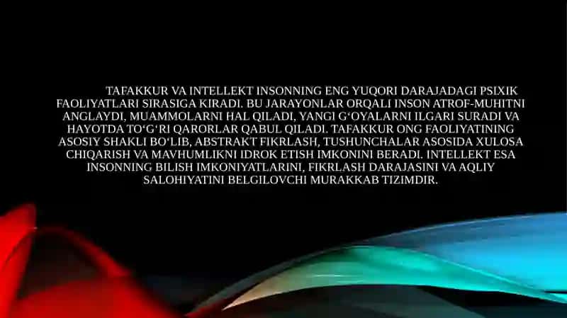 Tafakkur va Intellektual qobilyatlar 2