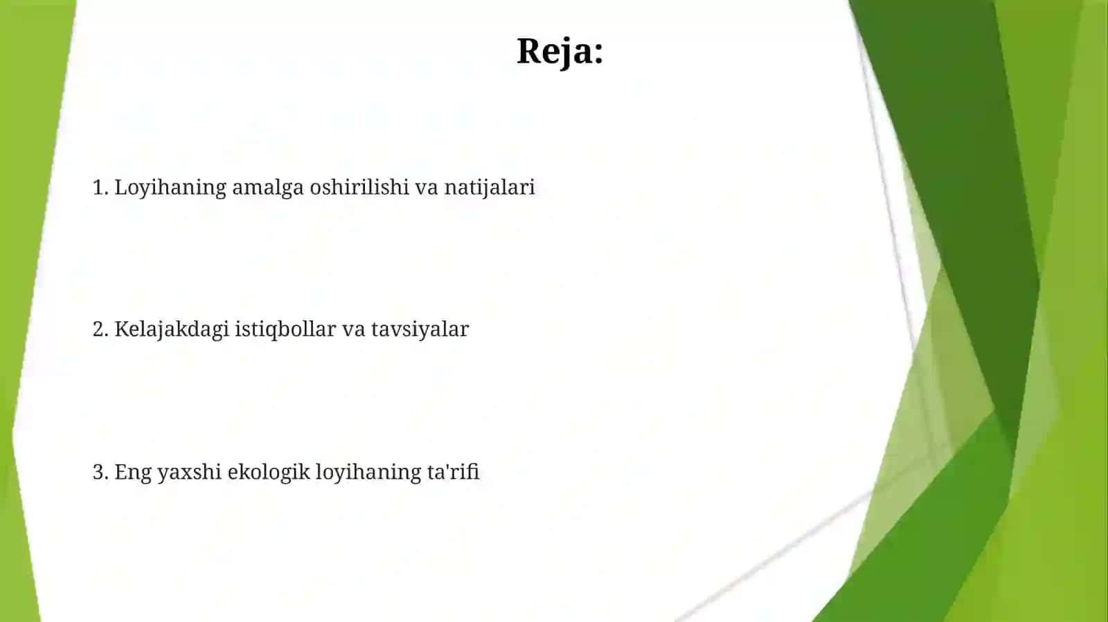 Eng yaxshi Ekologik loyiha 2