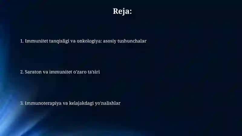 Immunitet tanqisligi va onkologiya 2