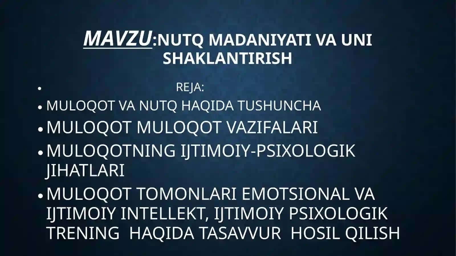 NUTQ MADANIYATI VA UNI SHAKLANTIRISH 2