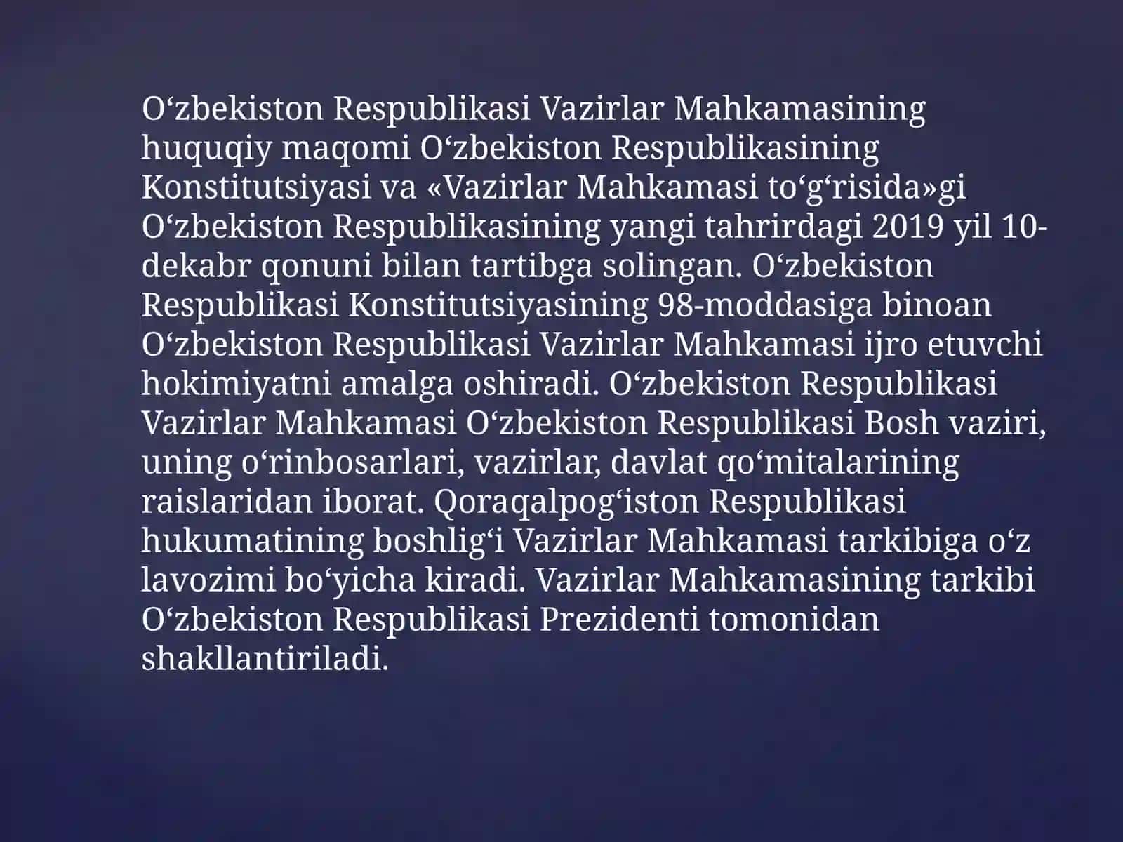 O‘zbekiston Respublikasi Vazirlar Mahkamasi 2