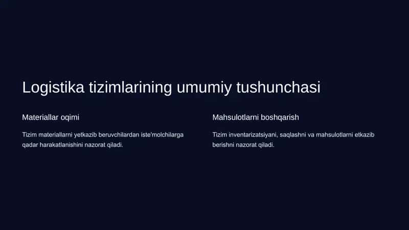 Logistika tizimlarini boshqarish konsepsiyalari 2