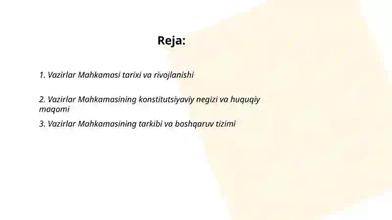 Vazirlar Mahkamasi Tarixi va Rivojlanishi 2