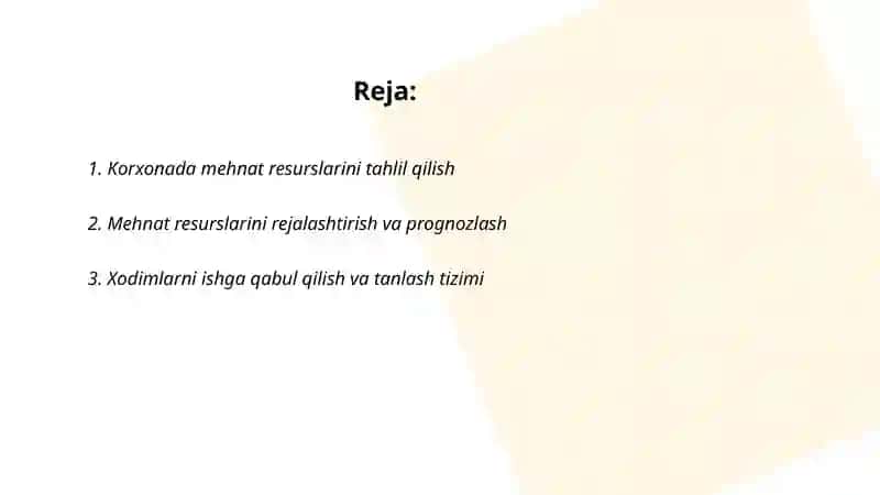 Korxona mehnat resurslari 2