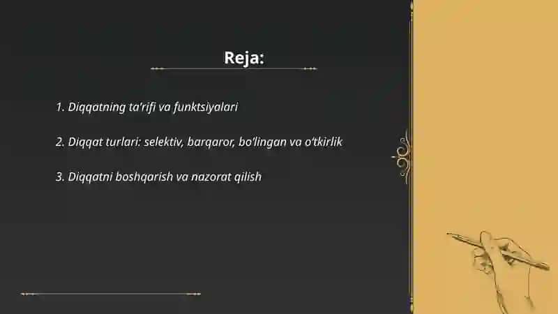 Diqqatning taʼrifi va funktsiyalari 2