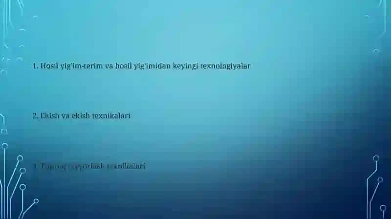 Tuproq tayyorlash texnikasi 2