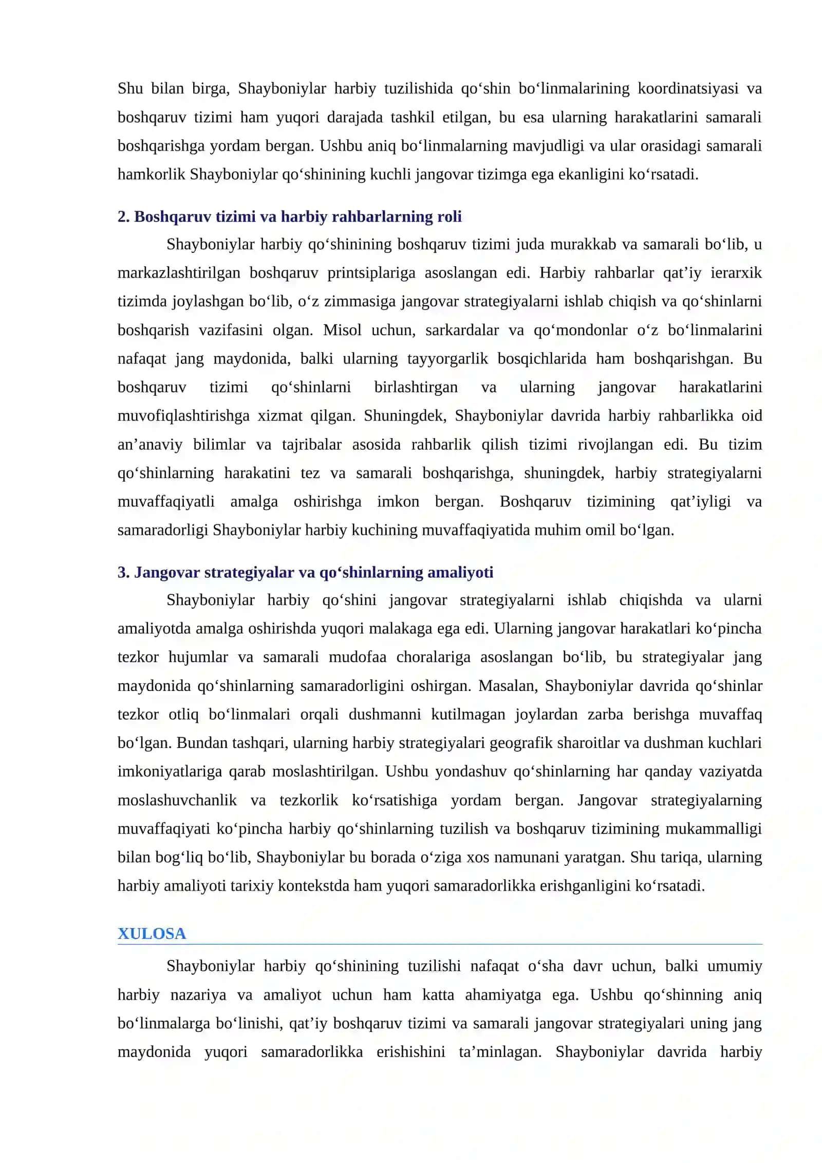 Shayboniylar harbiy qoʻshinining tuzilishi 2