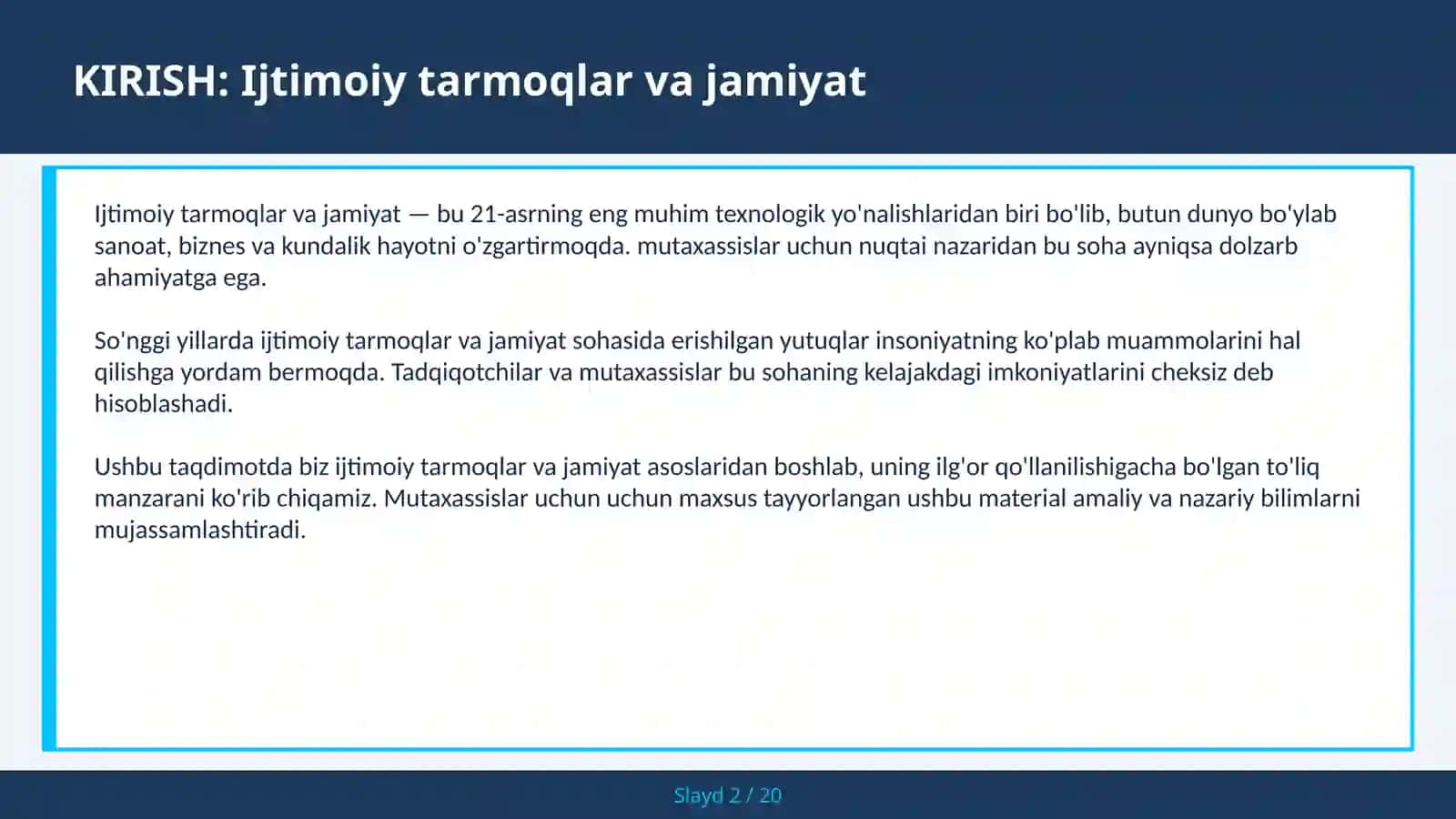 Ijtimoiy tarmoqlar va jamiyat 2