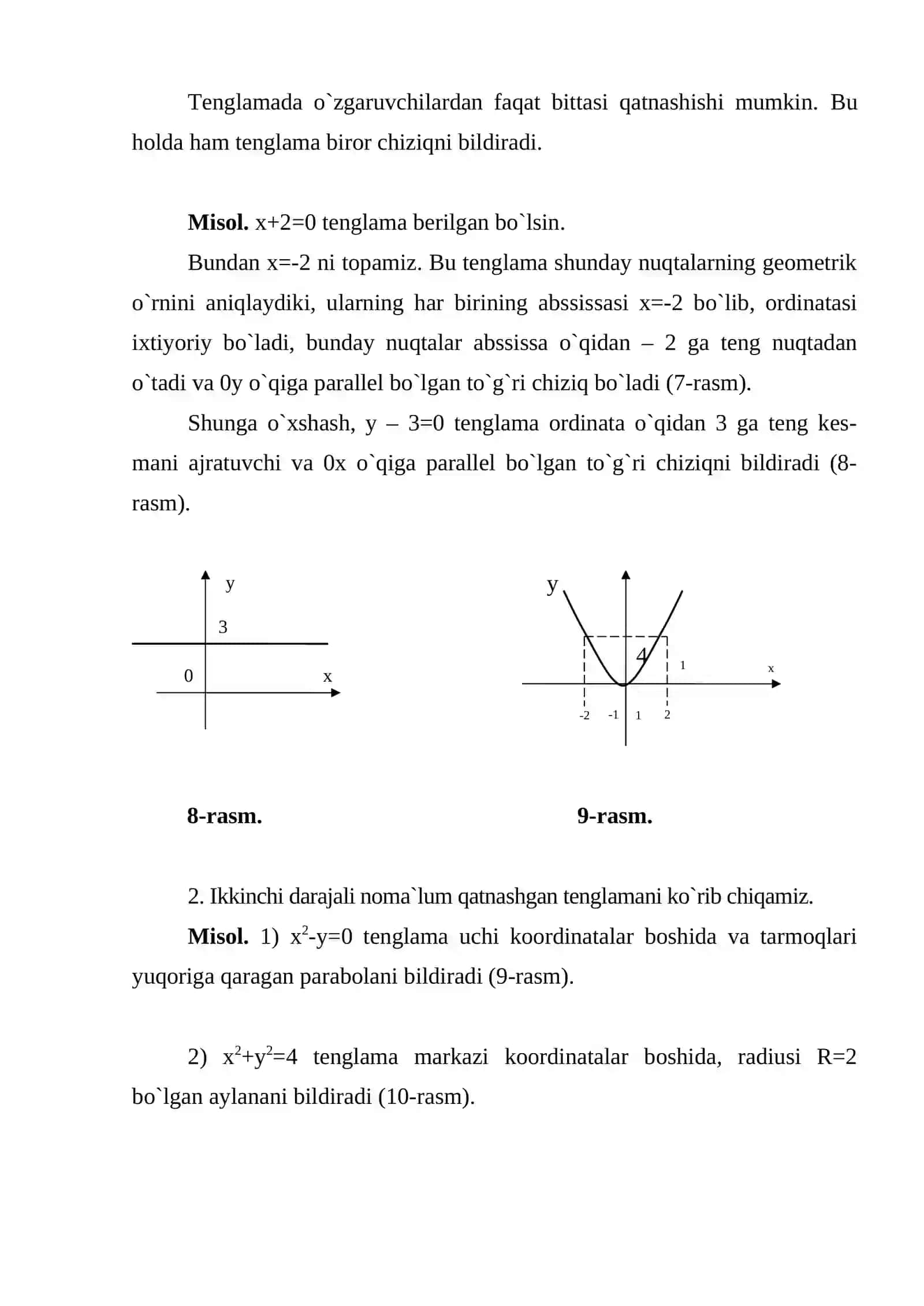 IKKI O'ZGARUVCHILI TENGLAMALARNING GEOMETRIK TALQINI 2