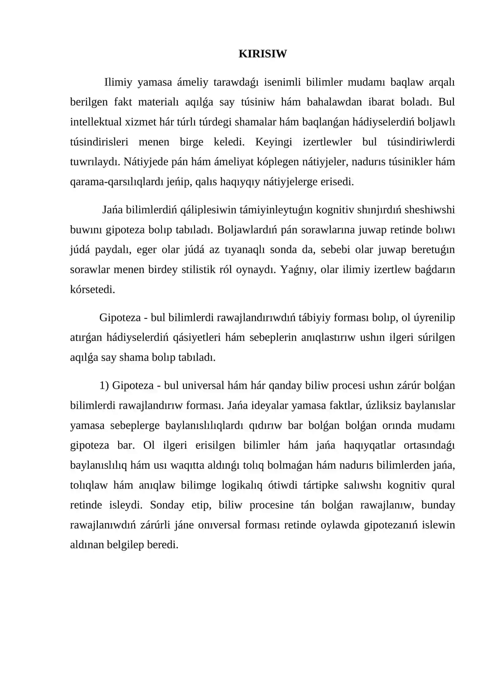 GIPOTEZANÍŃ QÁLIPLESIW BASQÍSHLARÍ 2
