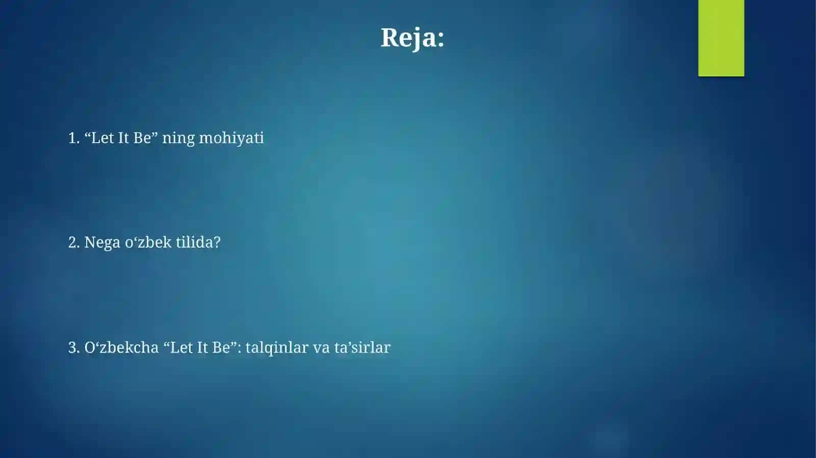 O‘zbekcha “Let It Be”: talqinlar va ta’sirlar 2