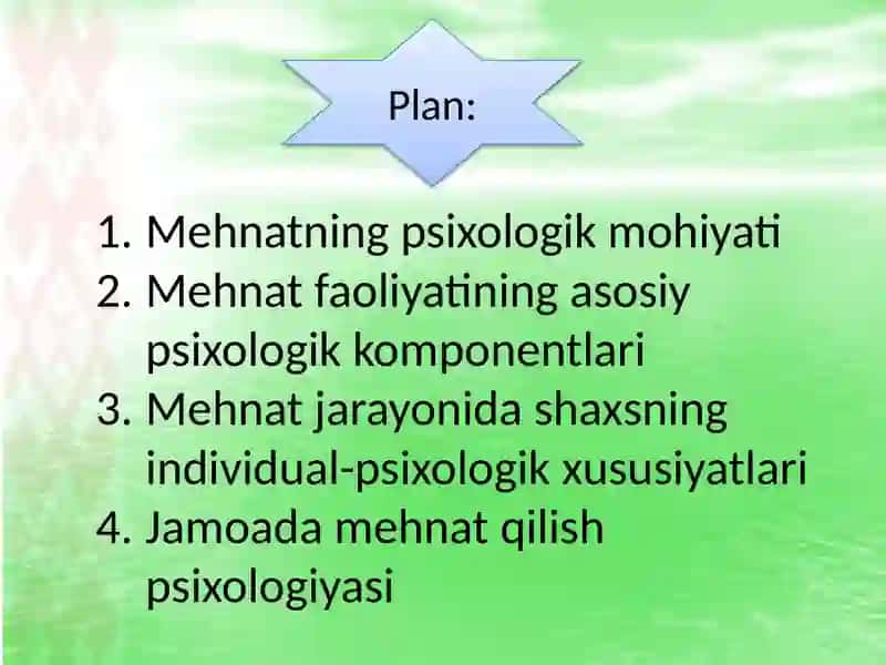 Jamoada mehnat qilish psixologiyasi. 2