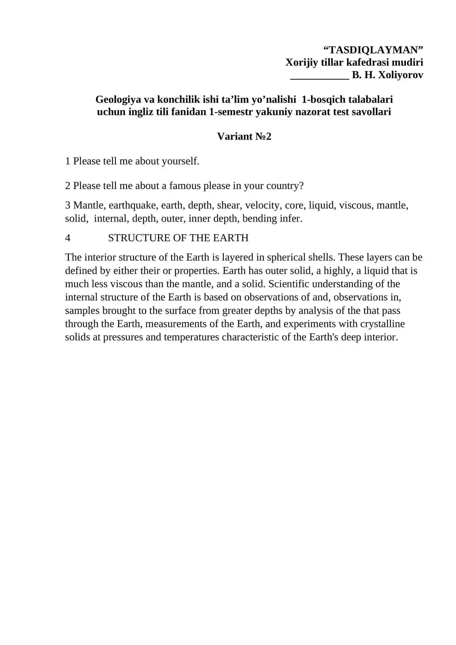 Geodesy Test Questions 2