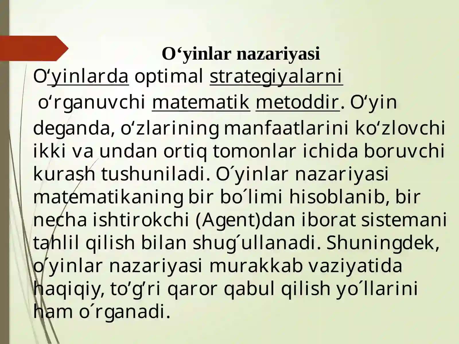 O‘yinlar nazariyasi 2