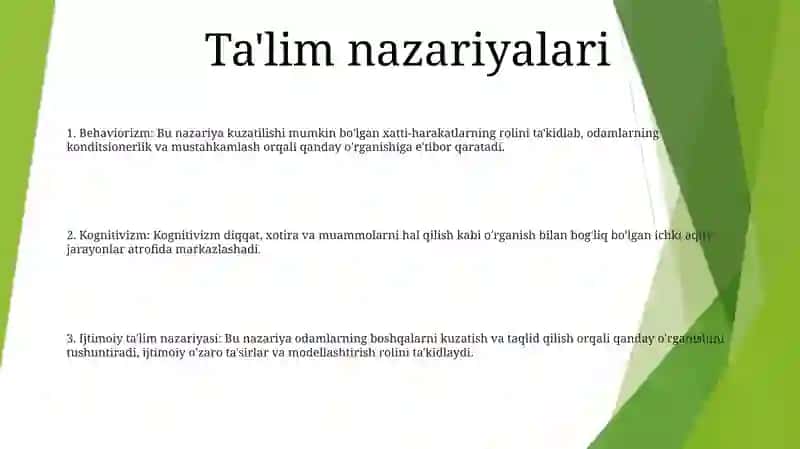 Ta'lim Va Tarbiyaning Psixologik Asoslari 2