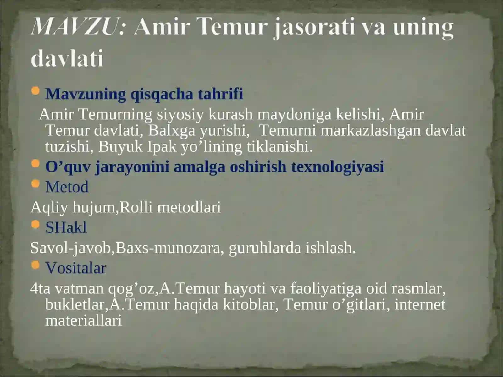 Amir Temur va uning davlati 2