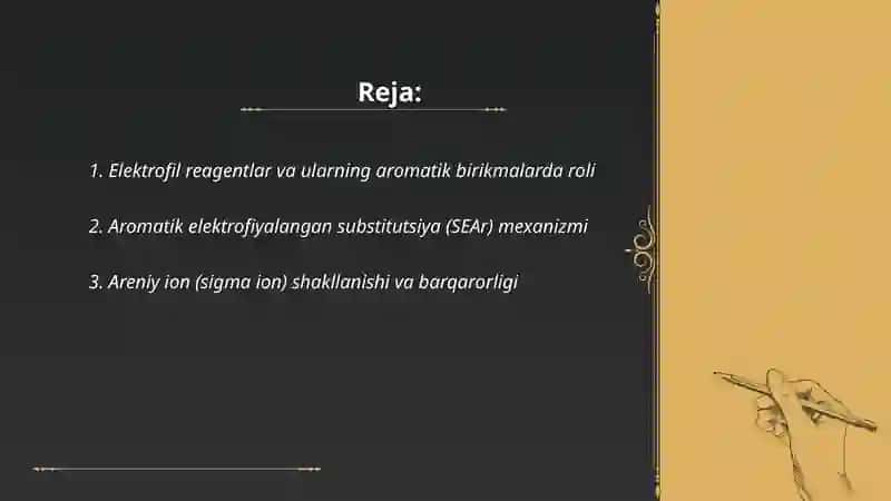 Aromatik birikmalardagi elektrofil reagentlar 2
