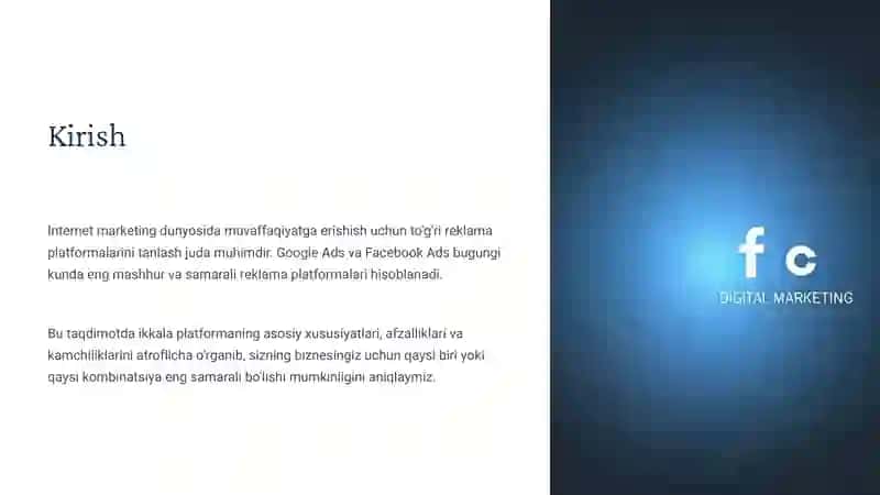 Google Ads va Facebook Ads kompaniyalari 2
