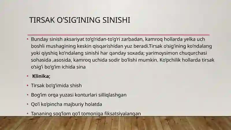 Tirsak bo’g’imi jarohatlari 2