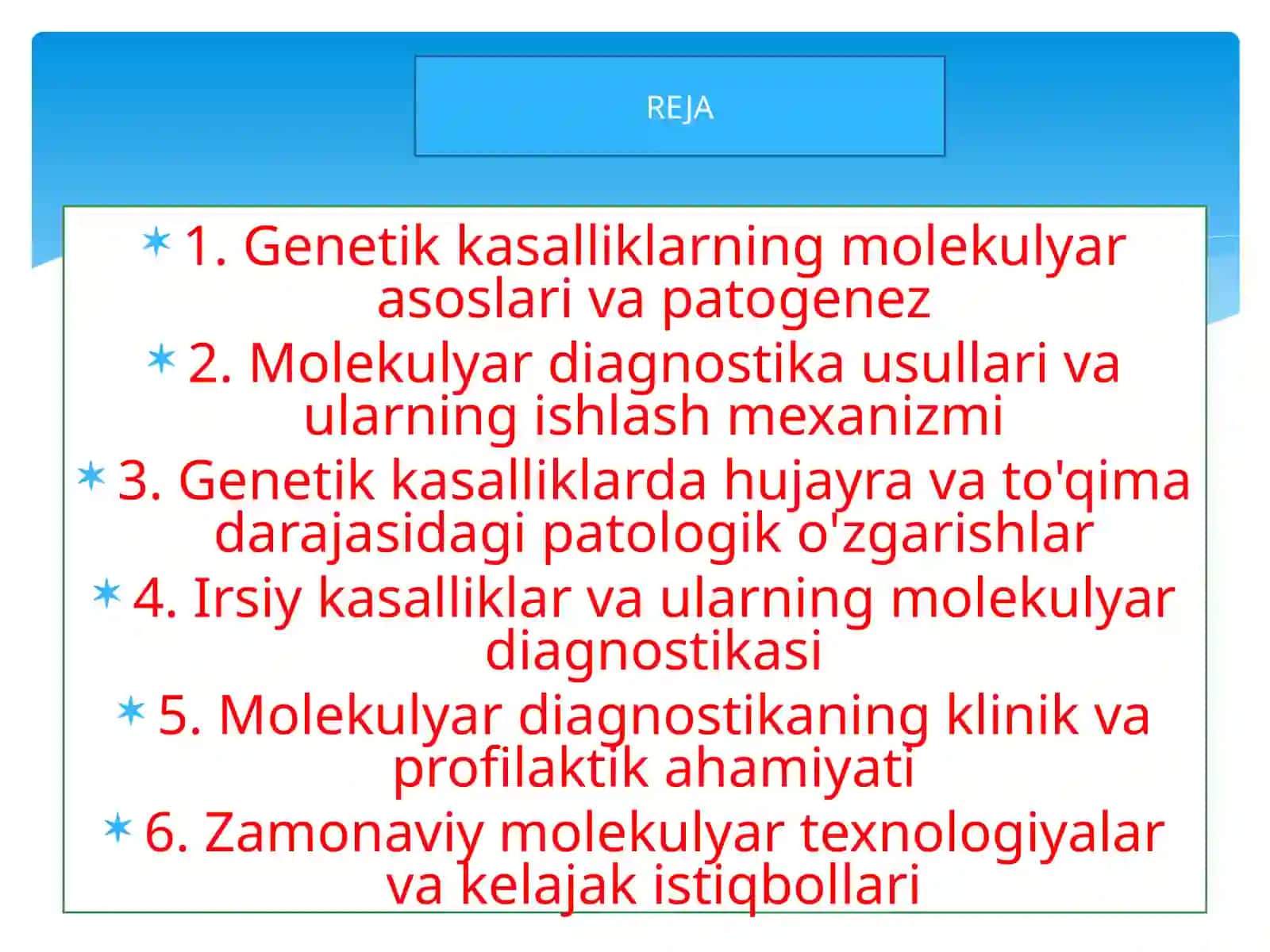 Genetik kasalliklarning molekulyar diognostika xossalari 2