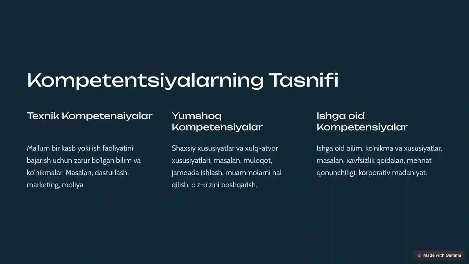 Kasbiy kompetensiyalar 2