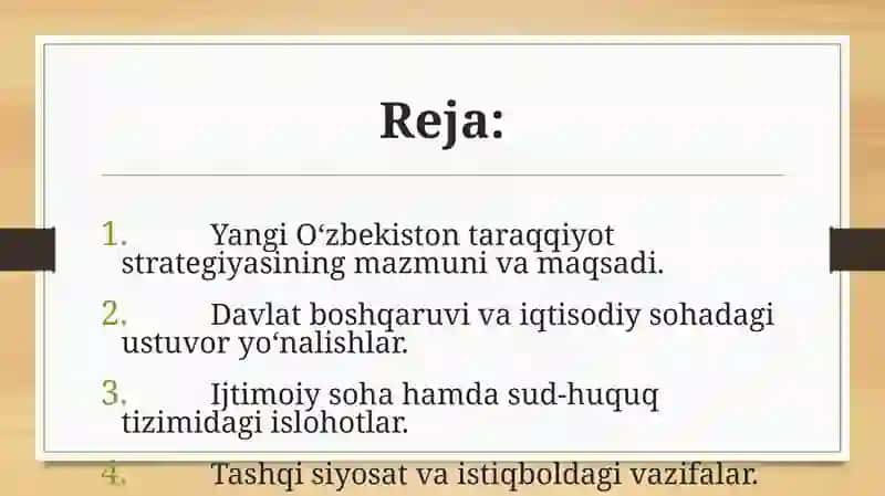 YangiOʻzbekiston taraqqiyot strategiyasi 2