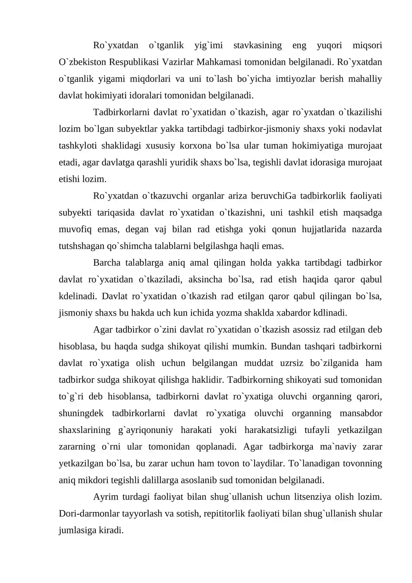 Tadbirkorlik faoliyatini amalga oshirish asoslari 2