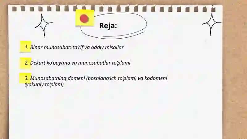 Binar munosabatlar va ularning xossalari 2