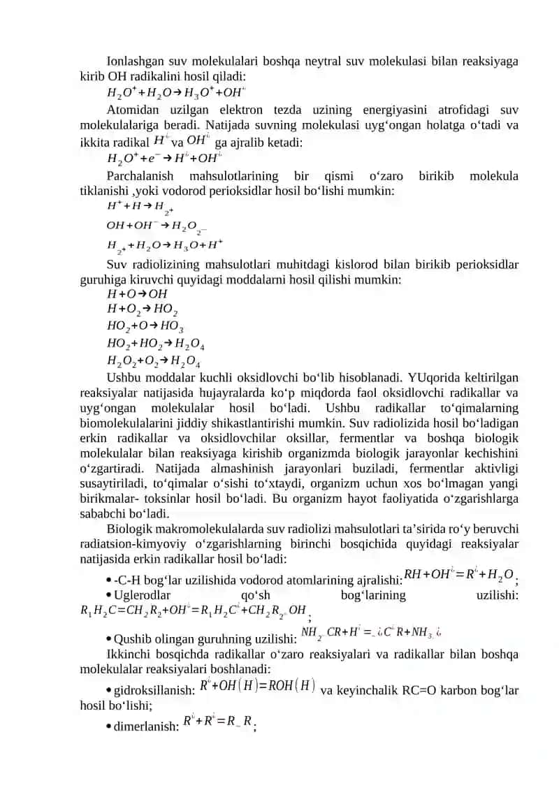 Ionlanuvchi nurlarning biologik ta’siri 2