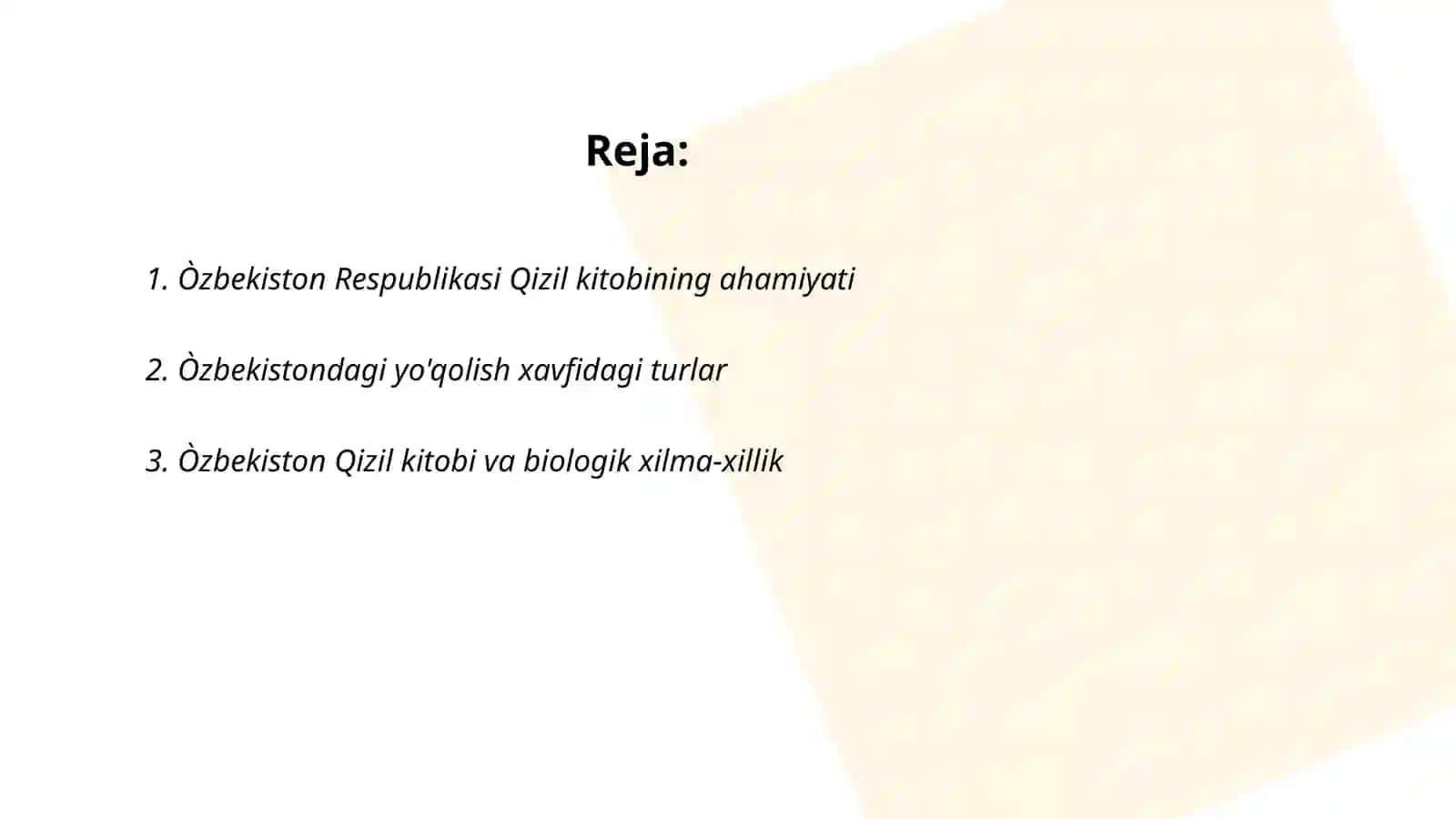 Òzbekiston Respublikasi Qizil kitobi 2