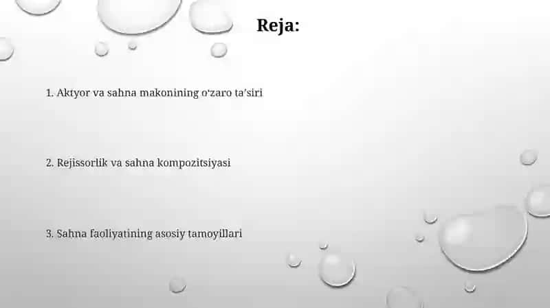 Teatr - sahnalashtirsh faoliyati tamoyillari 2