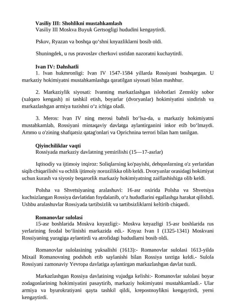 Xv-Xvii Asrlarda Markazlashgan Rus Davlati 2