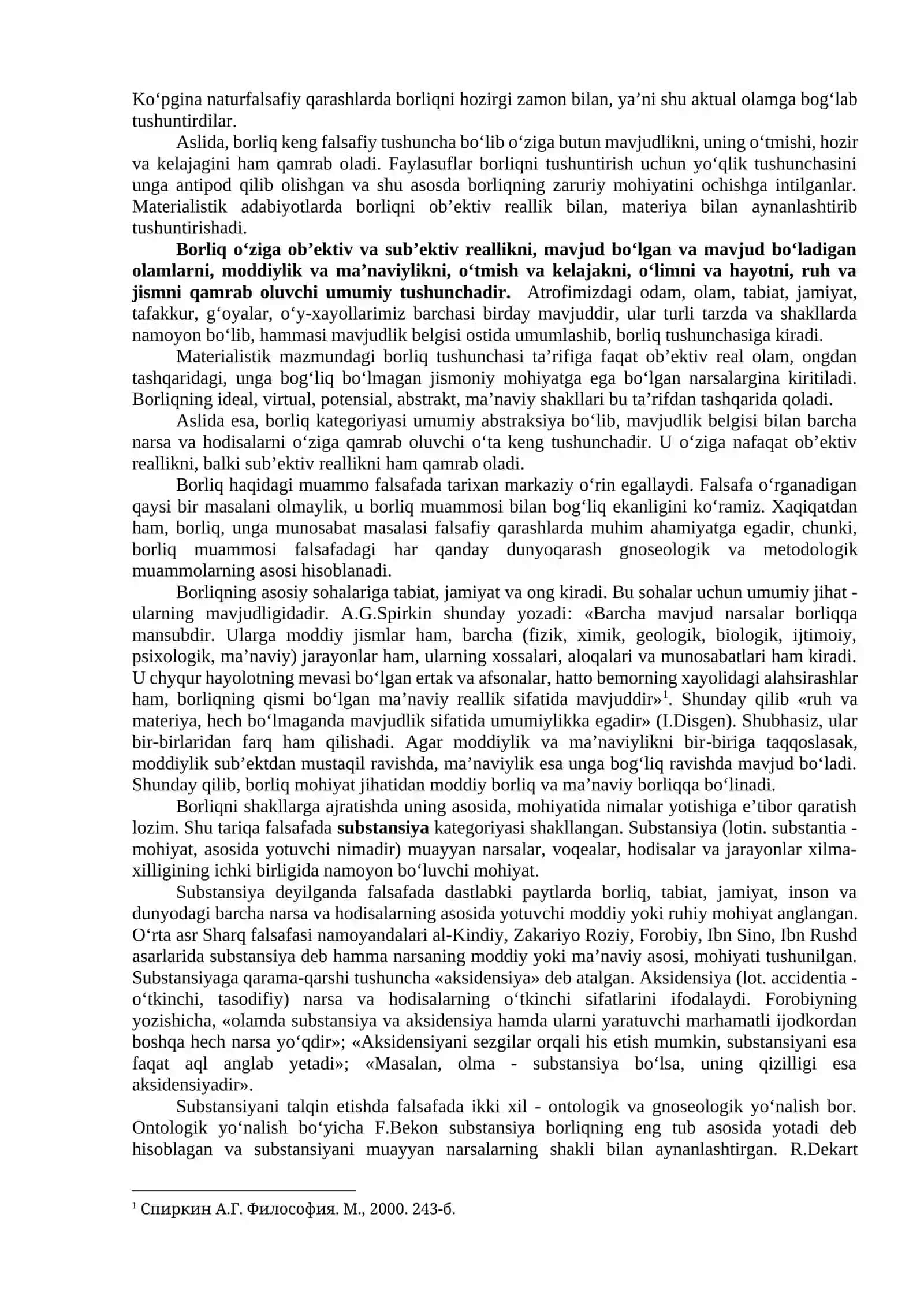 BORLIQ – FALSAFASINING KATEGORIYALARI 2