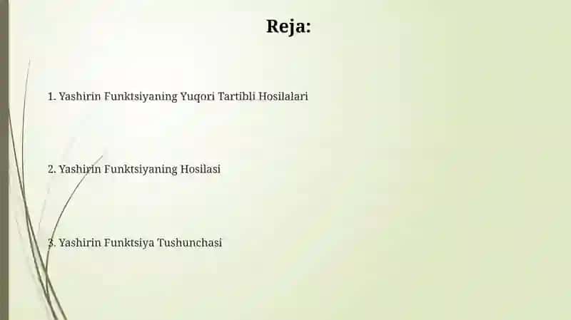 Yashirin Funktsiyaning Hosilasi 2
