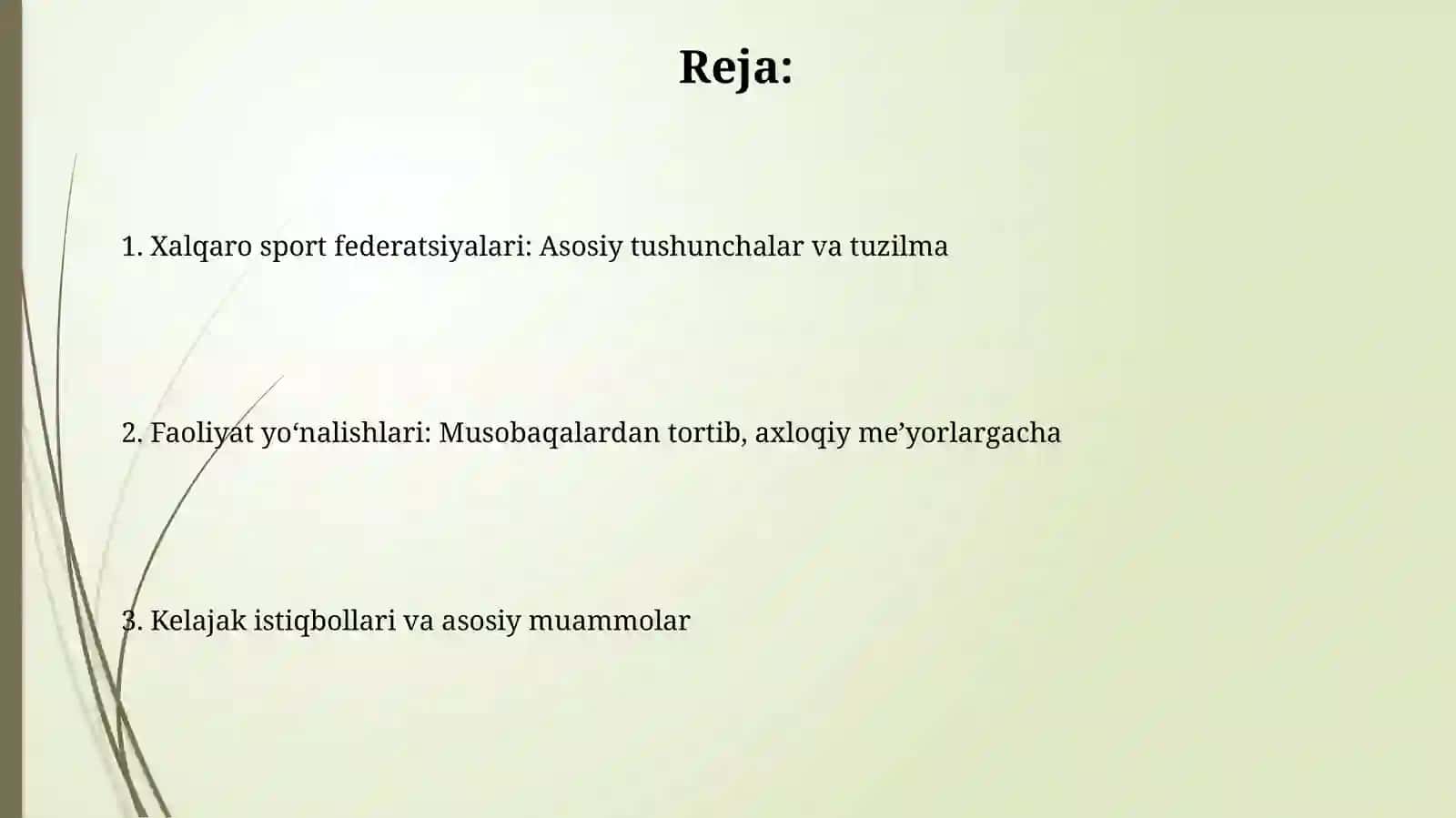 Xalqaro sport federatsiyalari vaularning faolyati 2