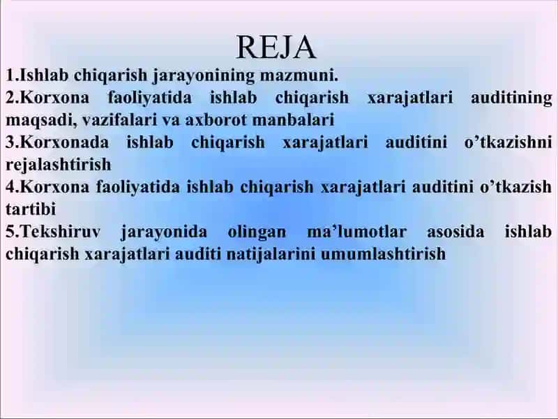 Ishlab chiqarish jarayoni audit 2