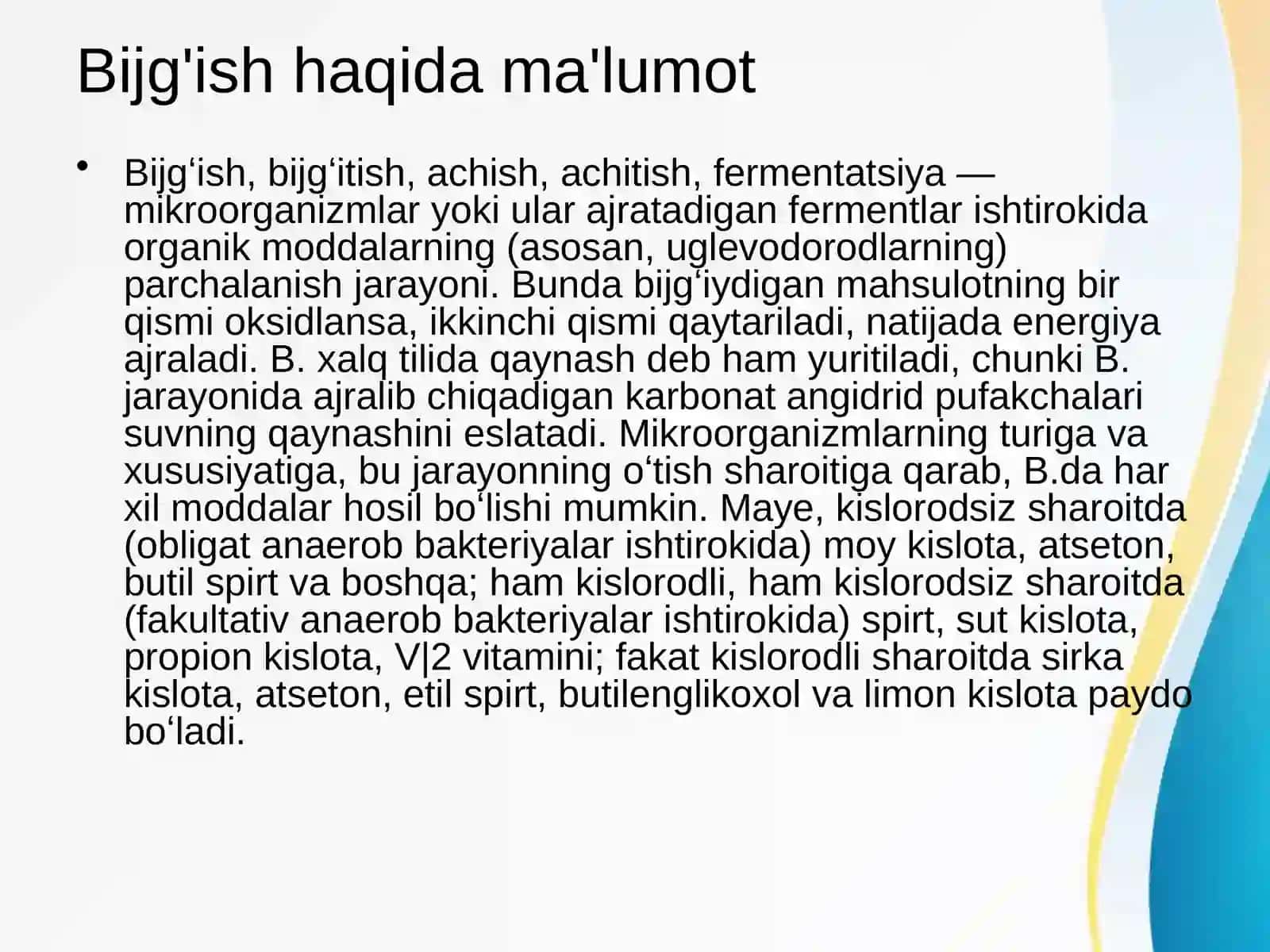 Bijg'ish mahsulotlari ishlab chiqarish 2