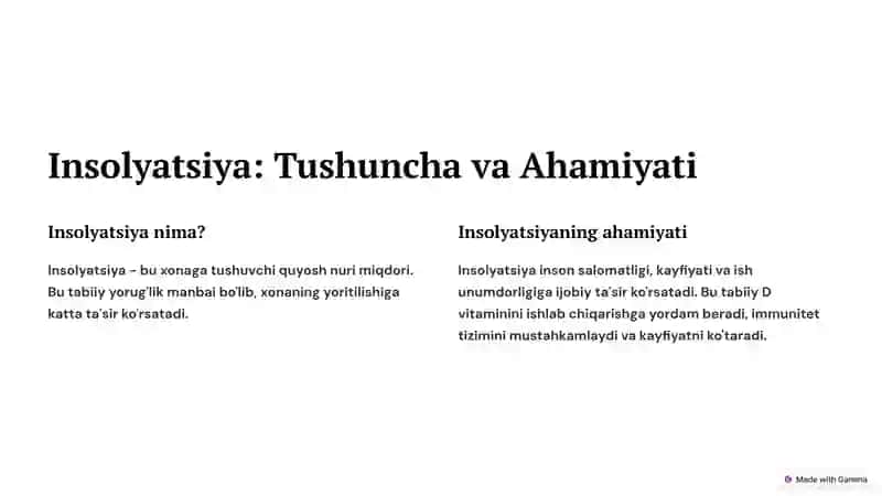 Xonalarning Insolyatsiyasi: Yorug'lik va Faoliyat 2