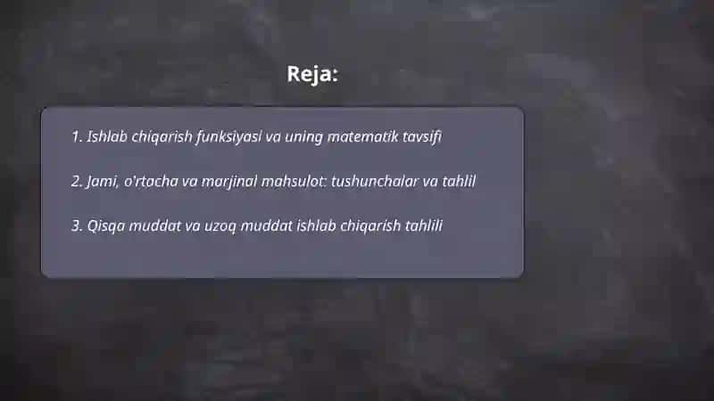 ishlab chiqarish nazariysi (mikroiqtisodiyotda) 2