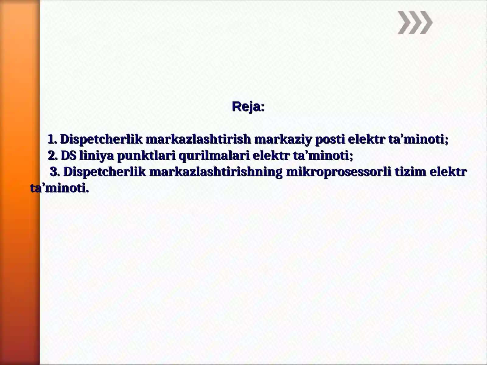 Dispetcherlik markazlashtirish qurilmalari elektr ta’minoti 2