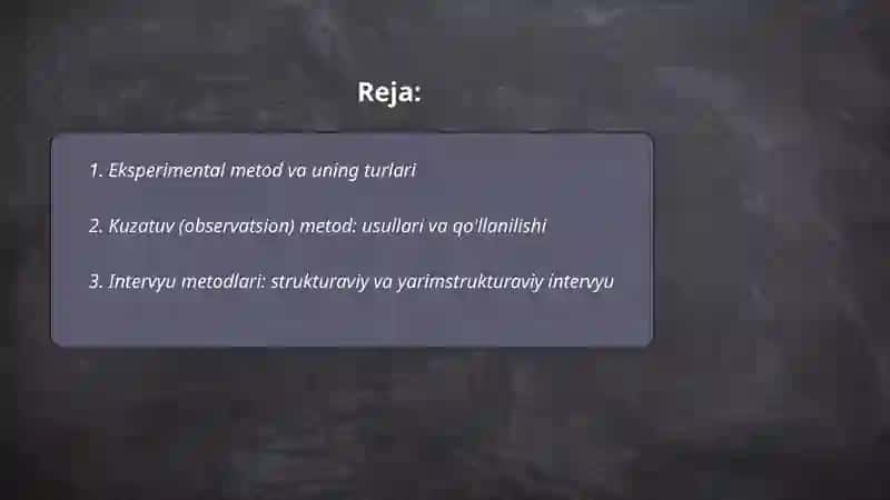 Psixologiyaning fanining metodlari 2