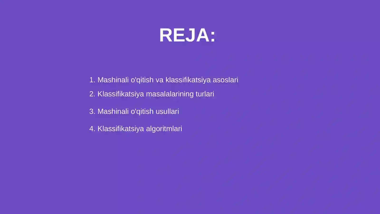 Mashinali o'qitish asosida klassifikatsiya masalalarni yechish 2